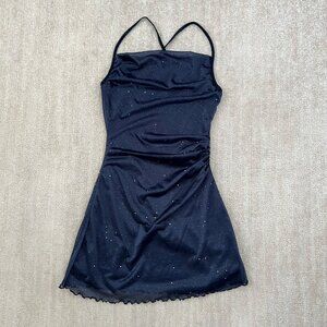 Cider Blue Cocktail Strappy Mini Dress XS